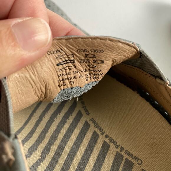 Taos Women Size 9 Court Sneaker Light Blue Leather Slip On Lake Blue Perforated - Picture 11 of 15